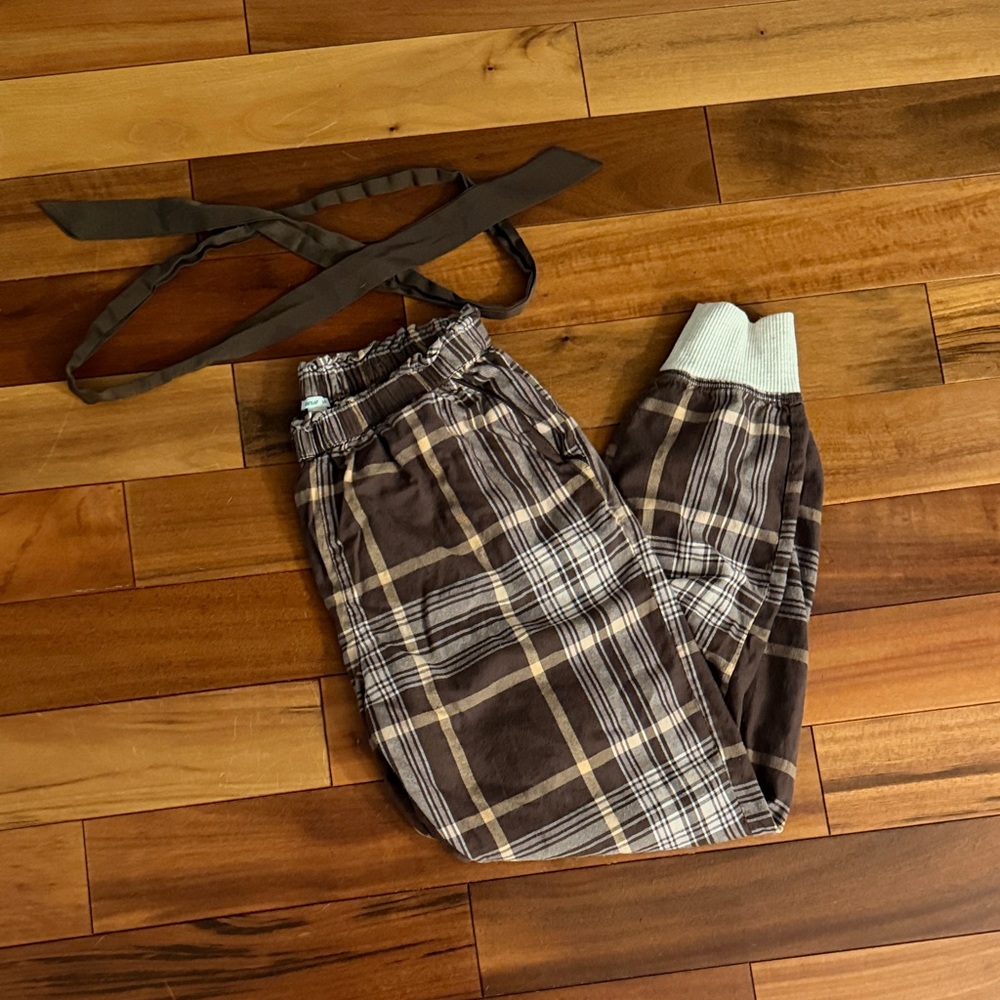 Aerie Plaid Brown Jogger Pants